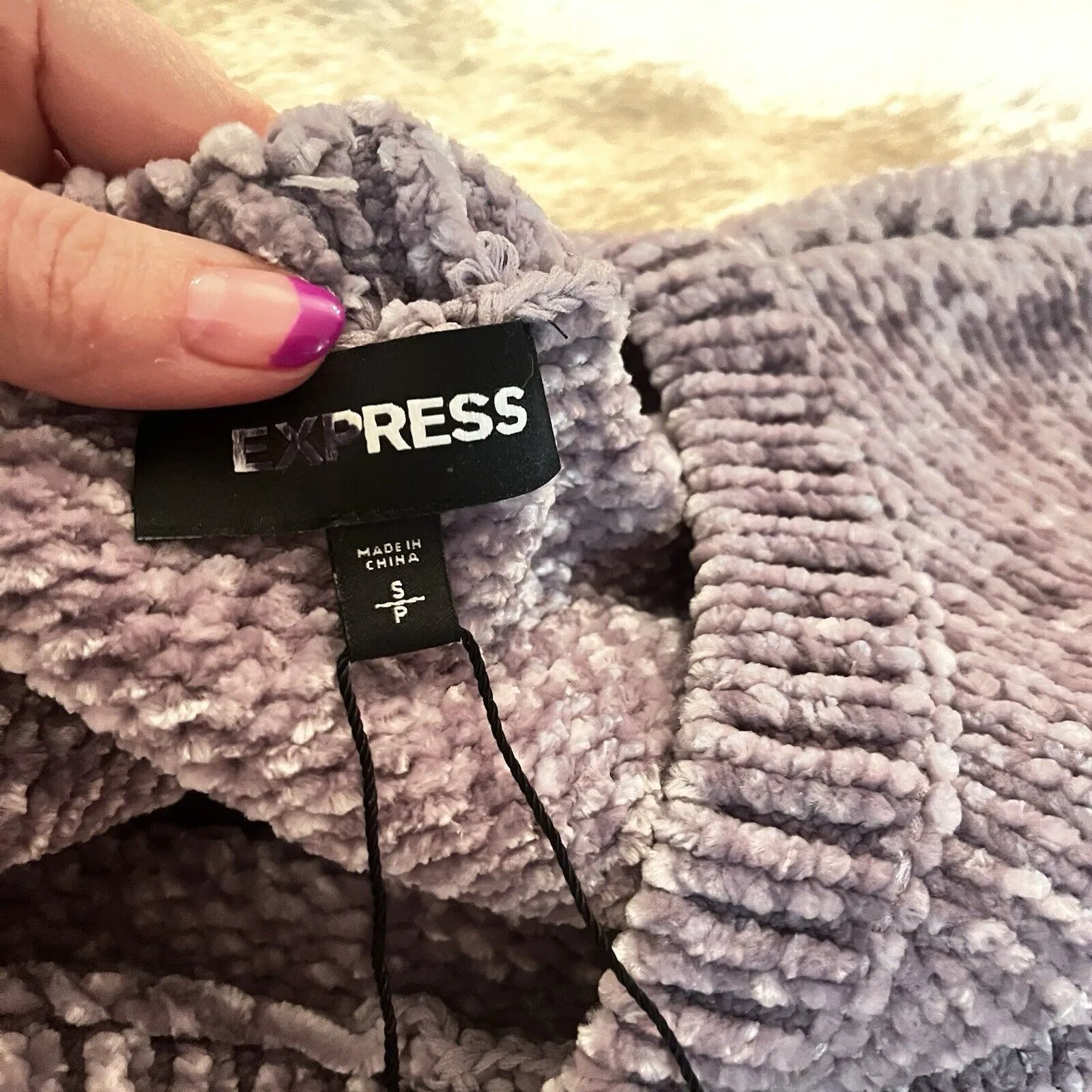 EXPRESS - Womens Light Purple Thick Pullover Peek-A-Boo Shoulder Sweater-Size S - Image 10