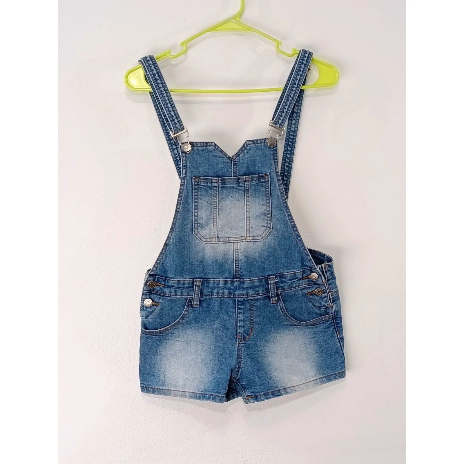 Chiqle Women’s Denim Overall Shorts Blue Size Small - Image 2