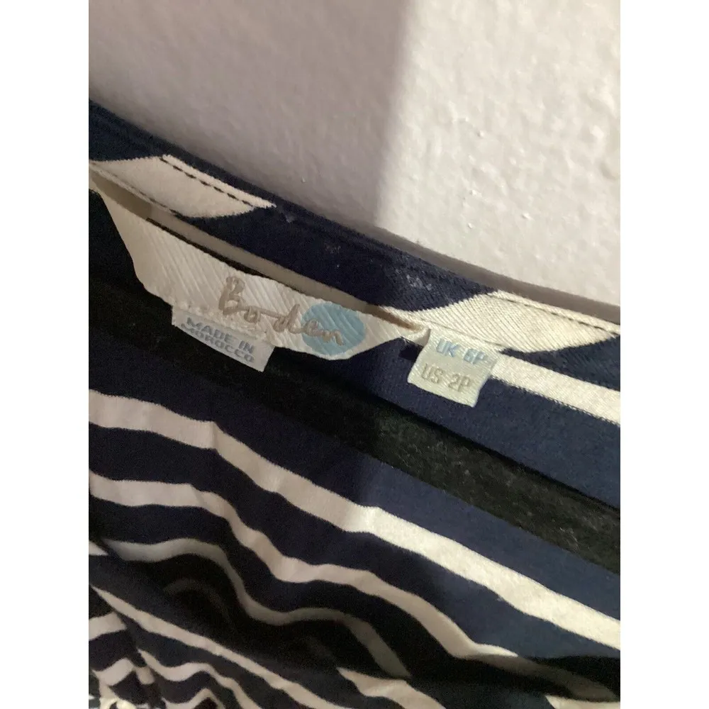Boden Blue White Striped Empire Waist Jersey Maxi Dress size 2P - Image 5