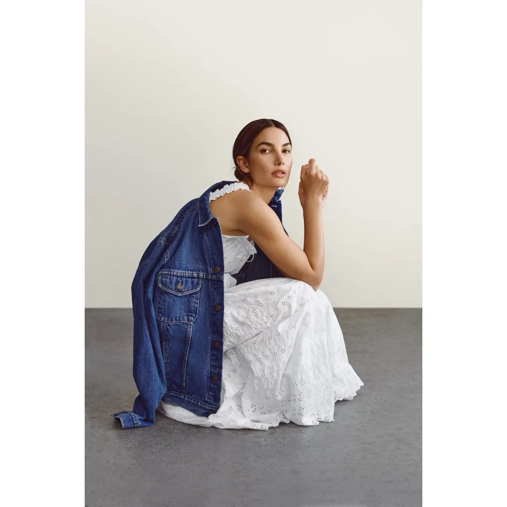 GAP x Doen • White Eyelet Midi Dress tiered ruffle smocked peasant cottagecore - Image 9