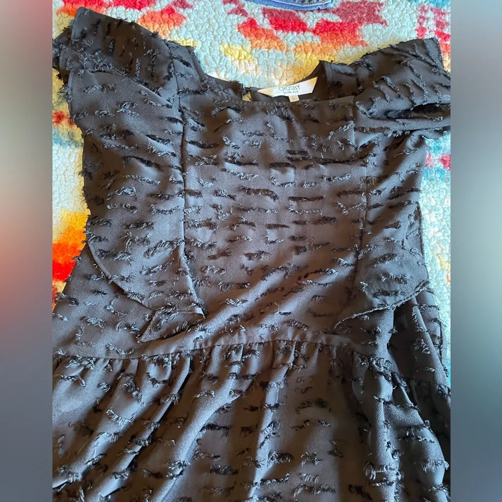 Crosby By Mollie Burch Black Ruffle Sleeveless Party Dress Size L - Image 5