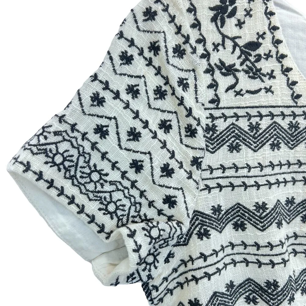 HD in Paris Babydoll Dress Cream S Tioga Anthropologie Mini Short Sleeve Flowy - Image 8