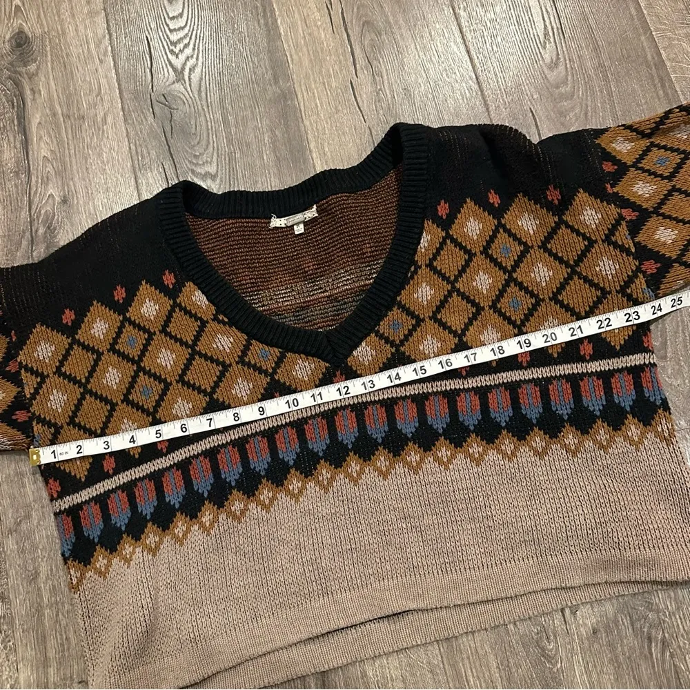 Gimmicks By Bke Buckle Women's Sweater Size M Fair Isle Cropped Oversized Boho - Image 6