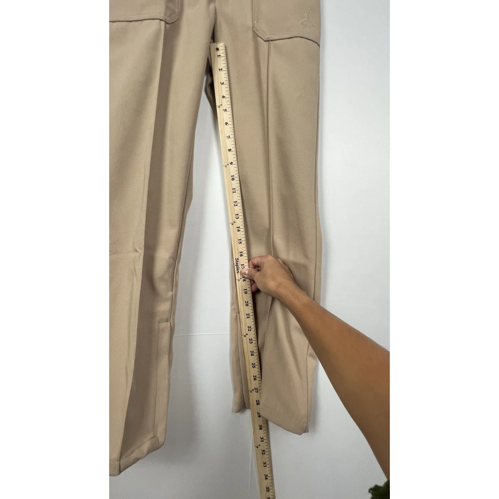 NEW Womens Nike Air Jordan Woven Straight Leg High Rise Light Brown Pant Sz XS - Image 17