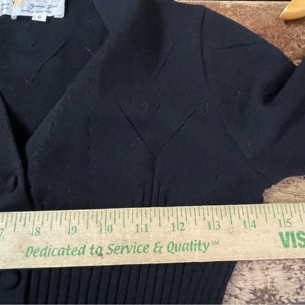 Vintage BANFF Gianni Ferri Black Wool Button Down Knit Sweater Dress Size 8 - Image 6