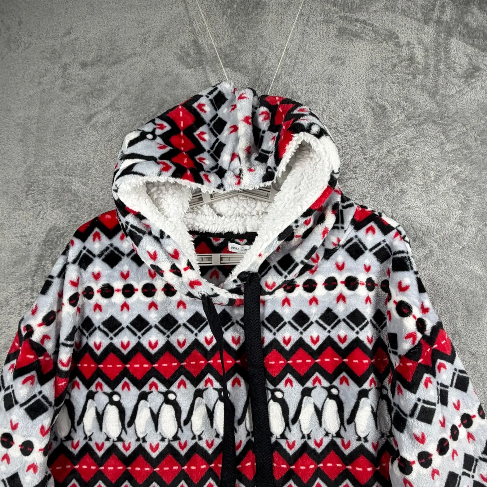 Vera Bradley Playful Penguins Fair Isle 2 Piece Pajama Set Large Hoodie Leggings - Image 4