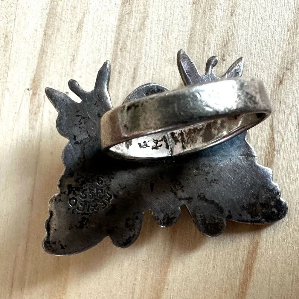 Vintage Taxco Sterling Silver Butterfly Ring w/ Tiger’s Eye – Signed JSS - Image 14