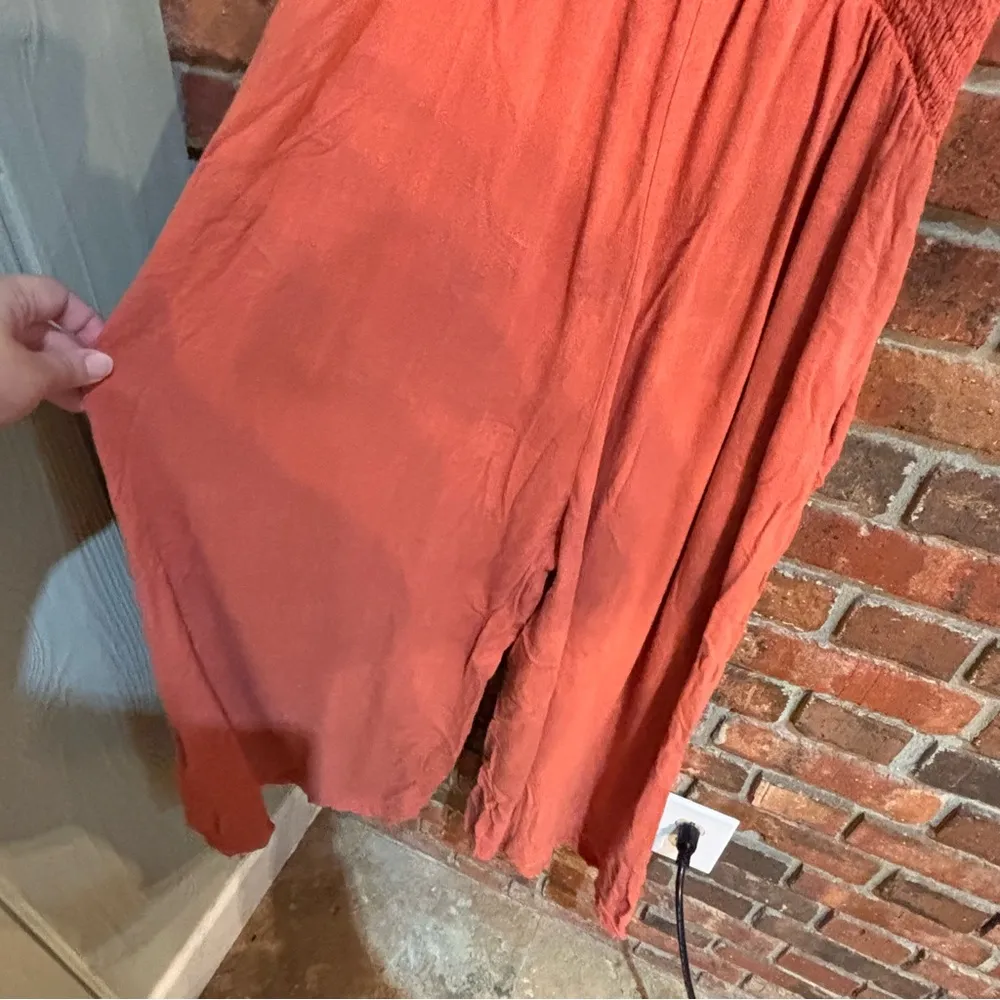Womens linen blend halter top wide leg jump suit burnt orange M Size M - Image 5
