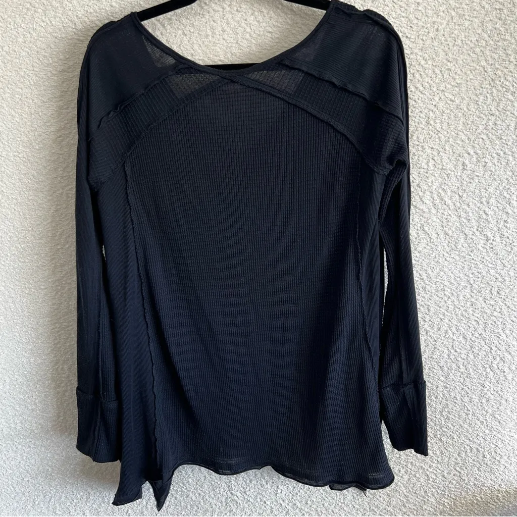 Free People Women’s Boho Waffle Knit Flowy Top Size Small‎ - Image 3