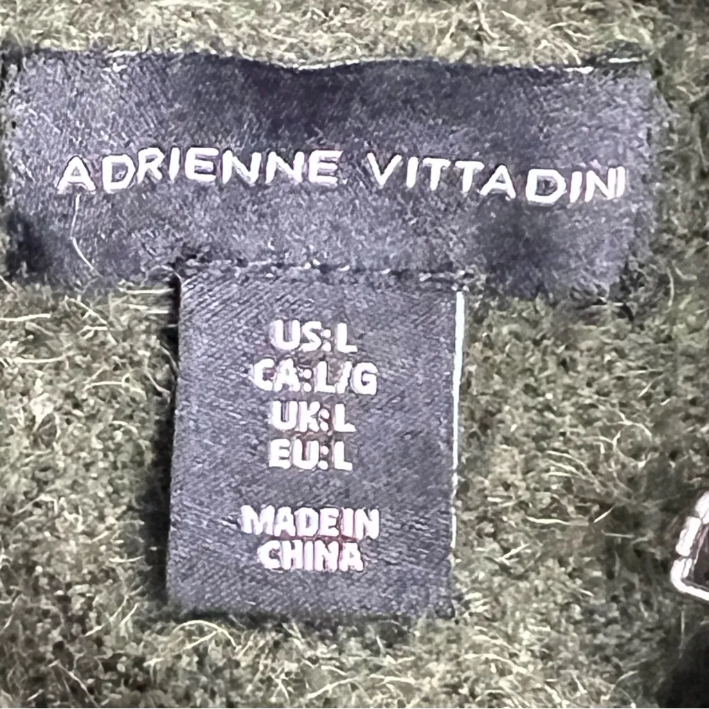 Adrienne Vittadini L Forest Green pullover zipper Cowl Neck Sweater - Image 2