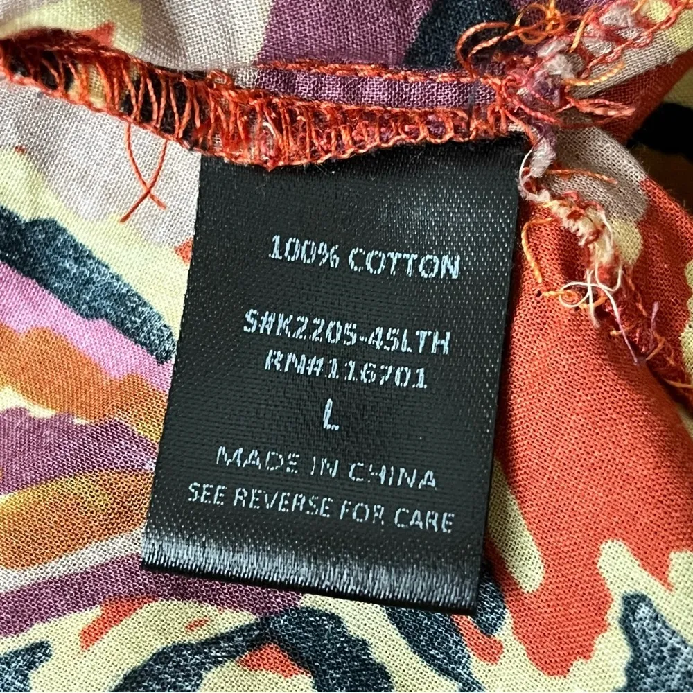 Karlie Floral Tunic Blouse Women’s L – Boho Hippie Coastal Resortwear Cottage - Image 8