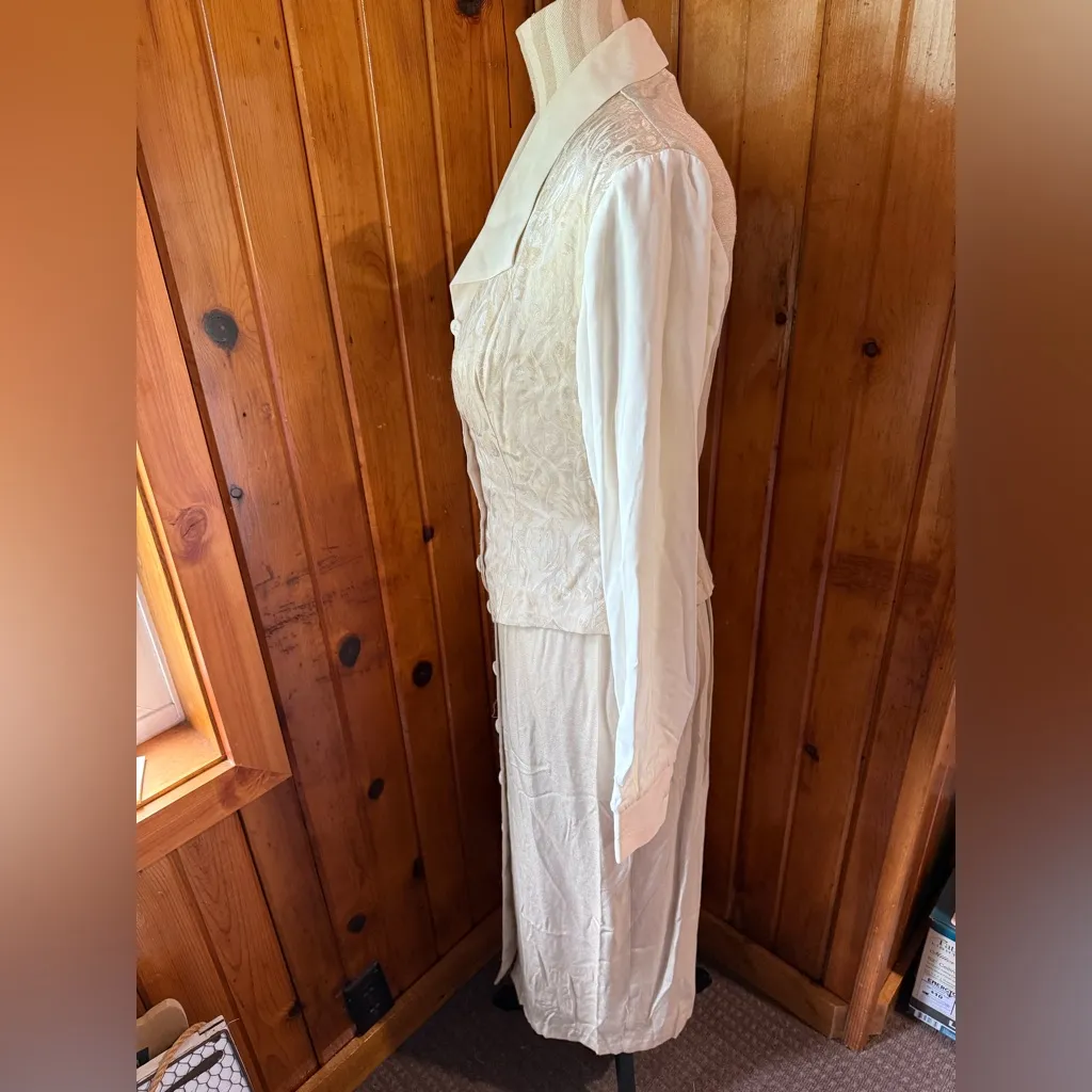 Vintage Miss Scarlet size 6 Elegant Cream Button-Up Dress‎ - Image 2