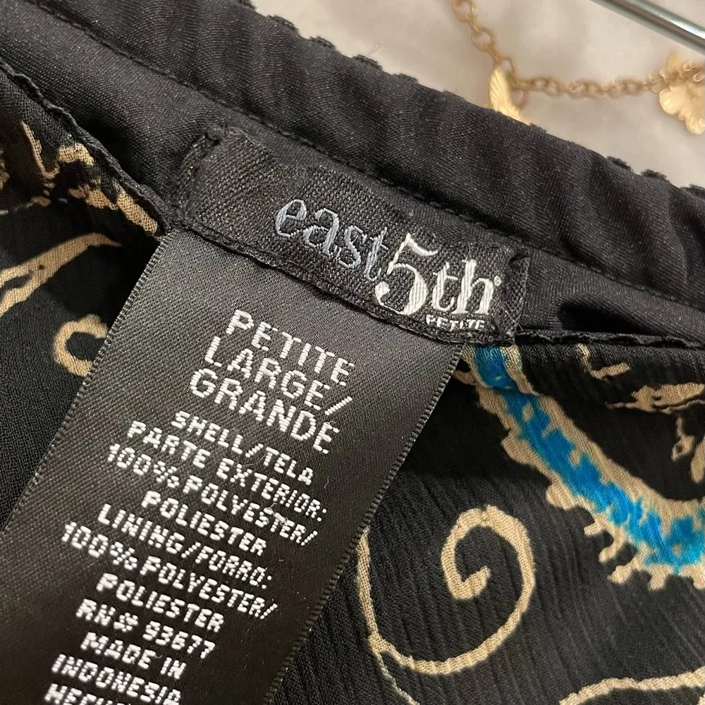 VTG 90s East 5th Black, Tan, & Blue Paisley Print Knee-Length Skirt - Large - Image 3