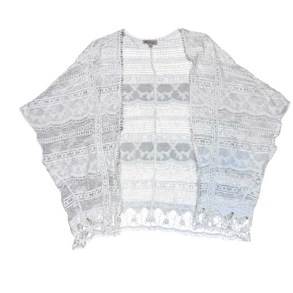 Democracy Ivory Crochet Lace Kimono Size Large - Image 4