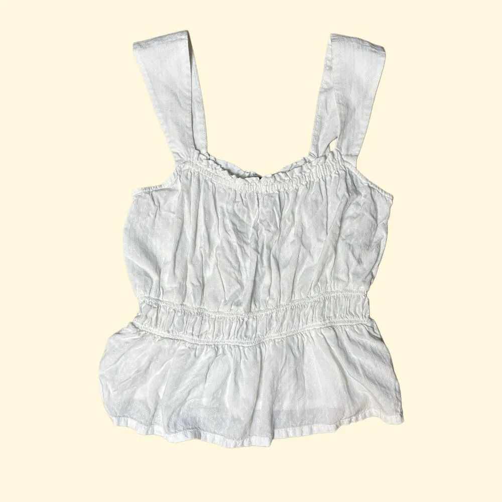 Paige Laureth White Sleeveless Cami Camisole Peplum Crop Blouse Tank Top Size M - Image 2