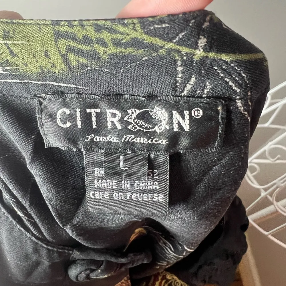 Citron Santa Monica Silk VTG Embroidered Asian Print Kimono Style Jacket Size L Black Size L - Image 5