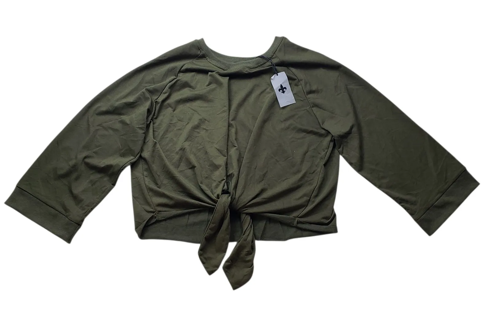 Saint Germain Sweater Womens Large Green Tie Top 3/4 Sleeve Preppy Pullover - Image 1