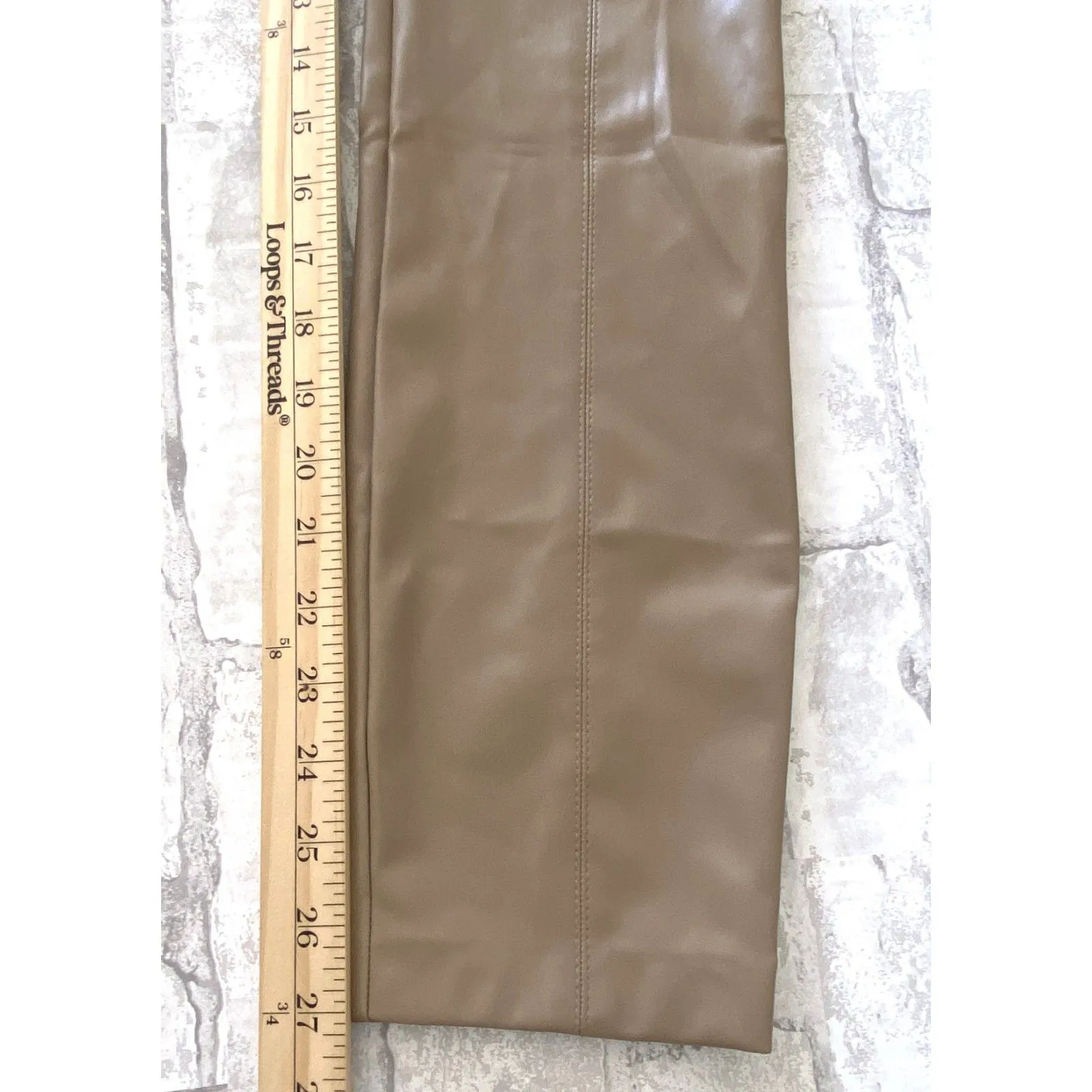 NWT Zara Camel Faux Leather High Rise Skinny Size Zipper Leggings Sz M - Image 7