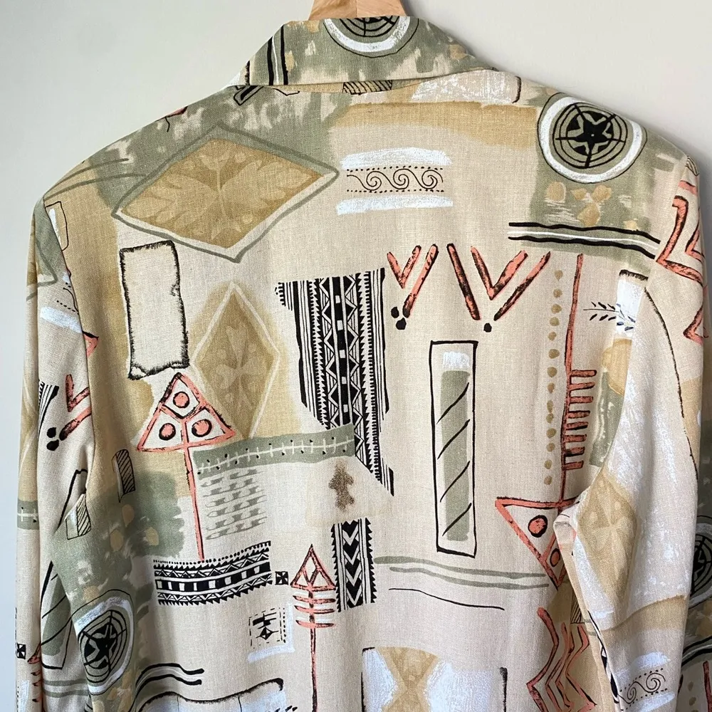 Dress Barn Abstract Design Linen Womans Blazer Size Large - Image 5