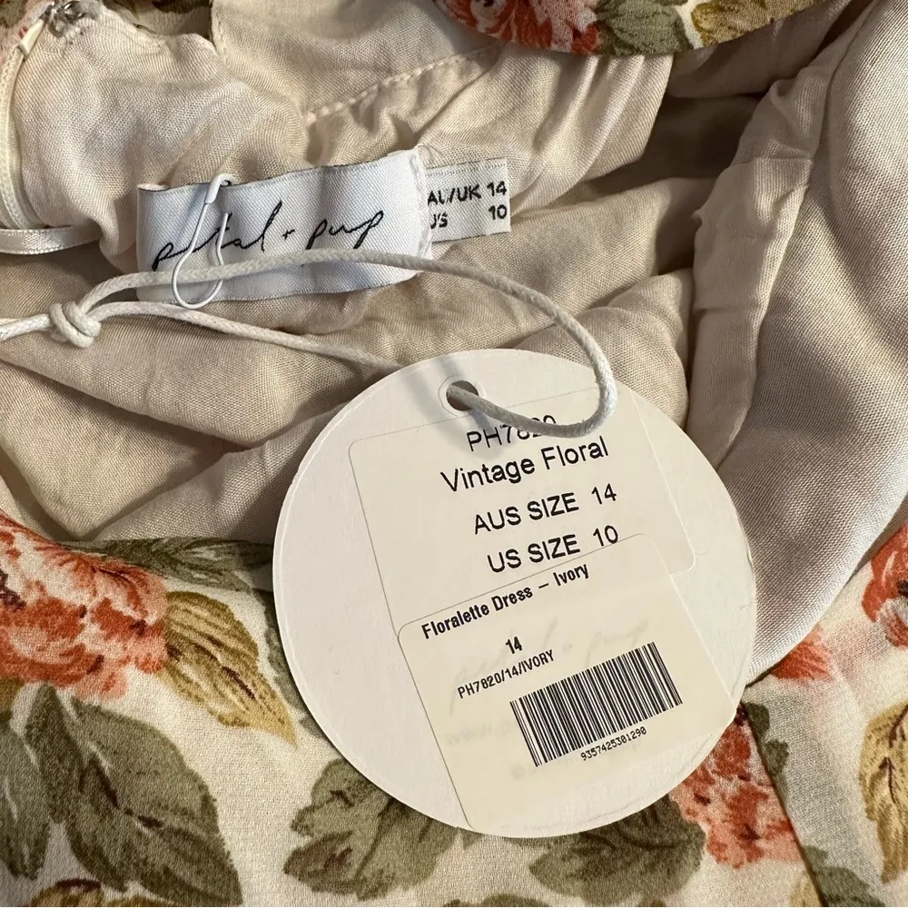 Petal & Pup Floralette Mini Ivory Vintage Floral Print Open Tie Back size 10 NWT - Image 10