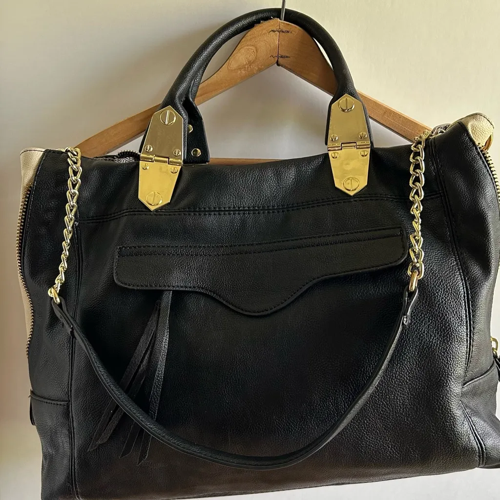 Steve Madden large black handbag tote with goldtone hardware and‎ double straps - Image 8