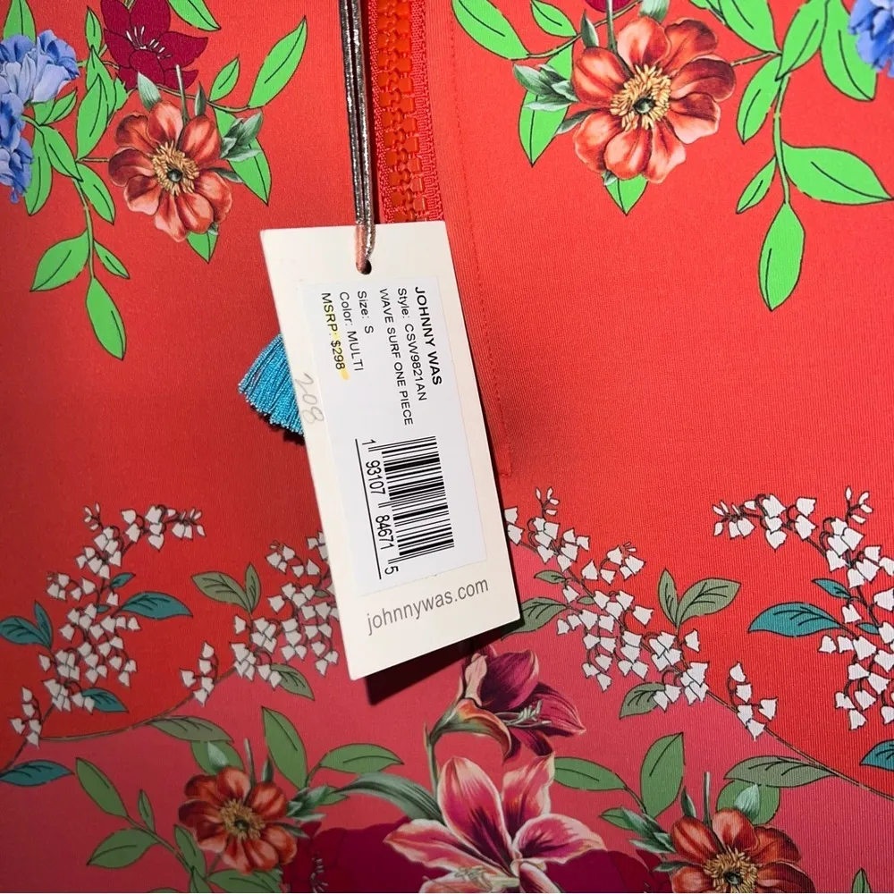 NWT Johnny Was Wave Surf One Piece Neoprene Orange Pink Floral Swim Suit $298 - Image 12