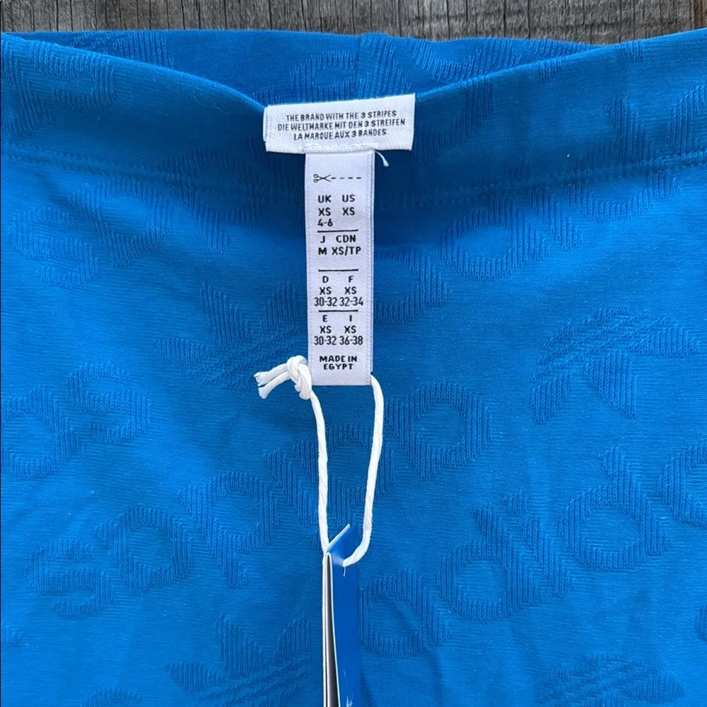 New adidas Originals Womens All-Over Logo Biker Short BlueBird Blue Size XS - Image 4