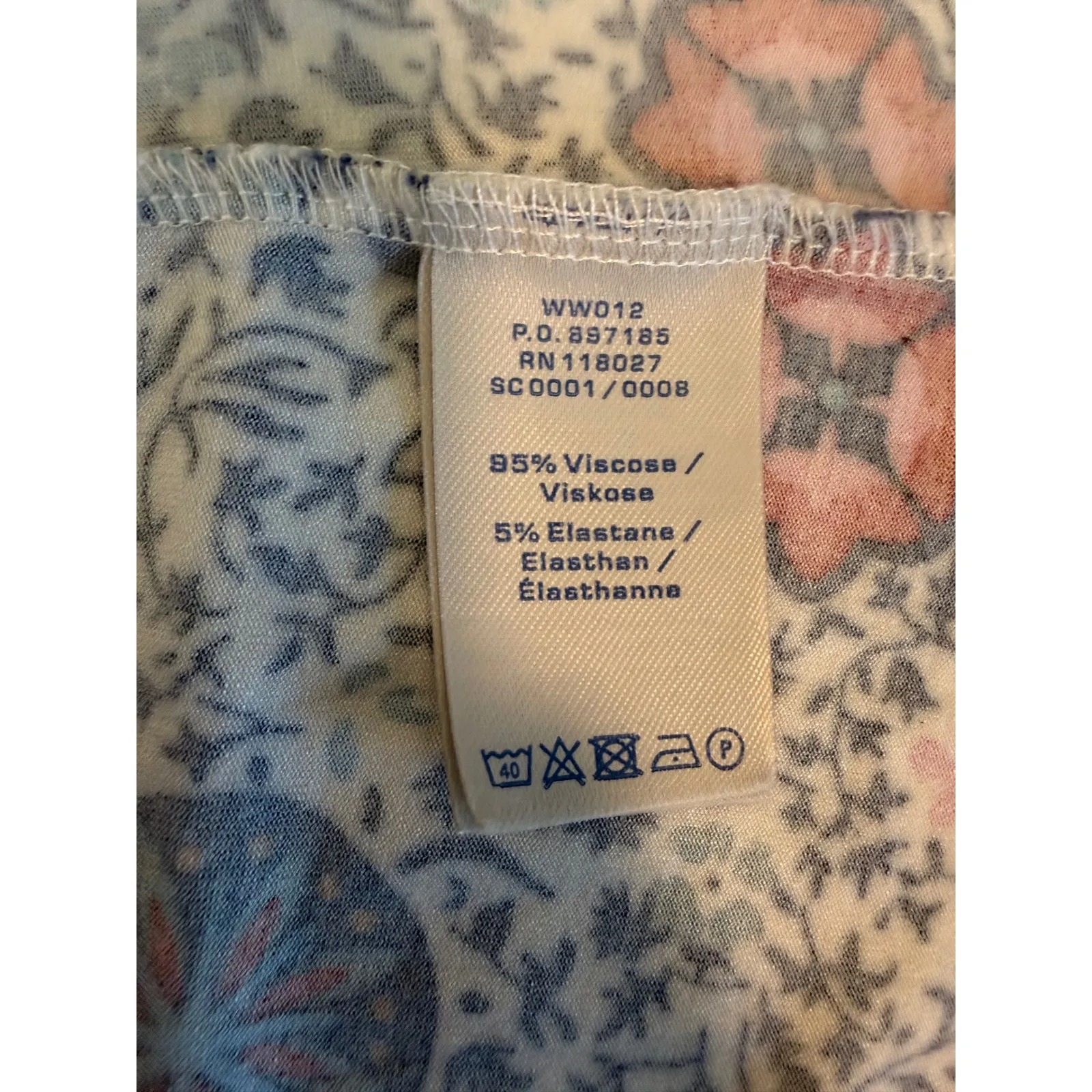 Boden Wrap Dress Short Sleeve Floral Print Midi Blue Red Yellow Women's US 8 White Size 12 - Image 5