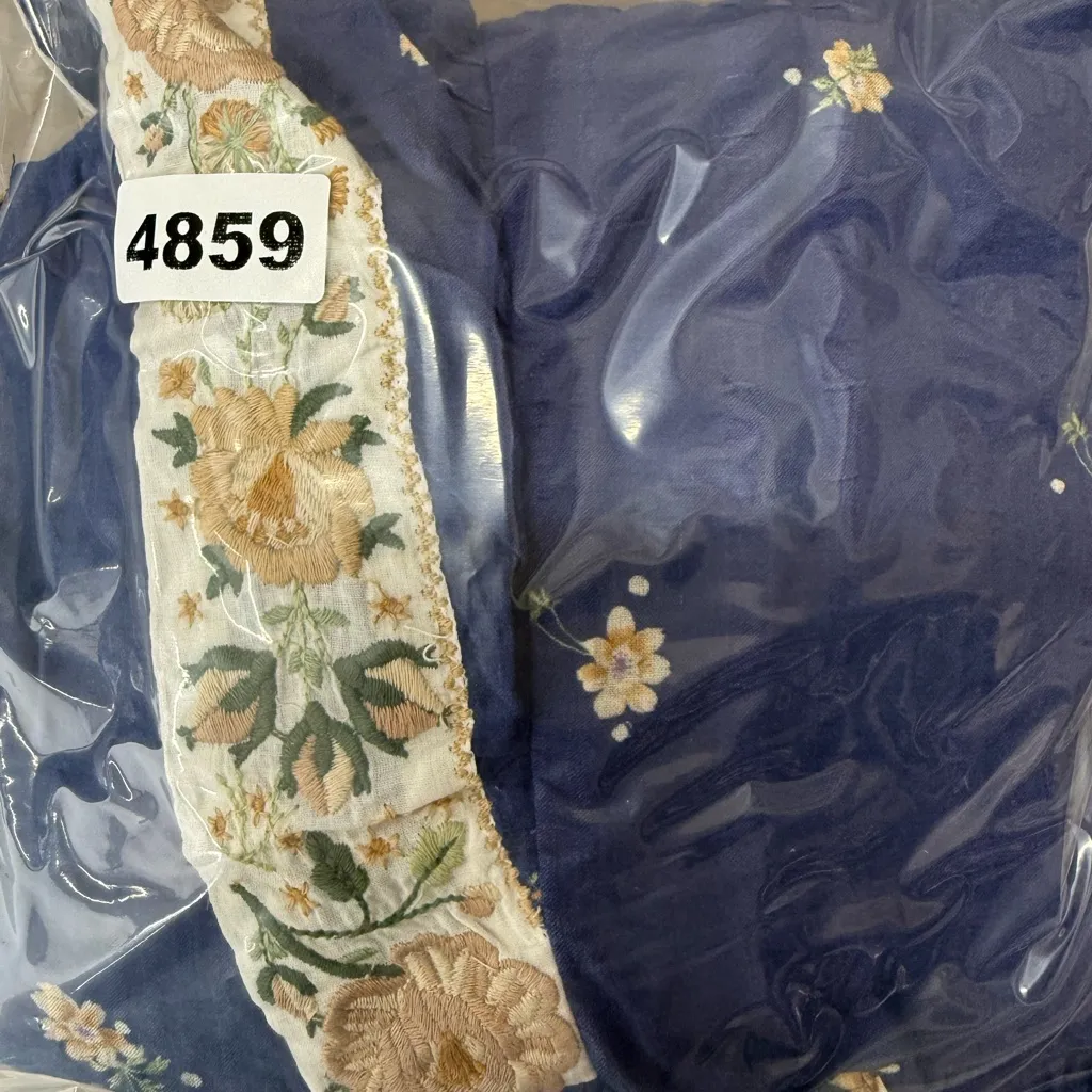 Sea New York blue floral ruffle blouse size medium - Image 6