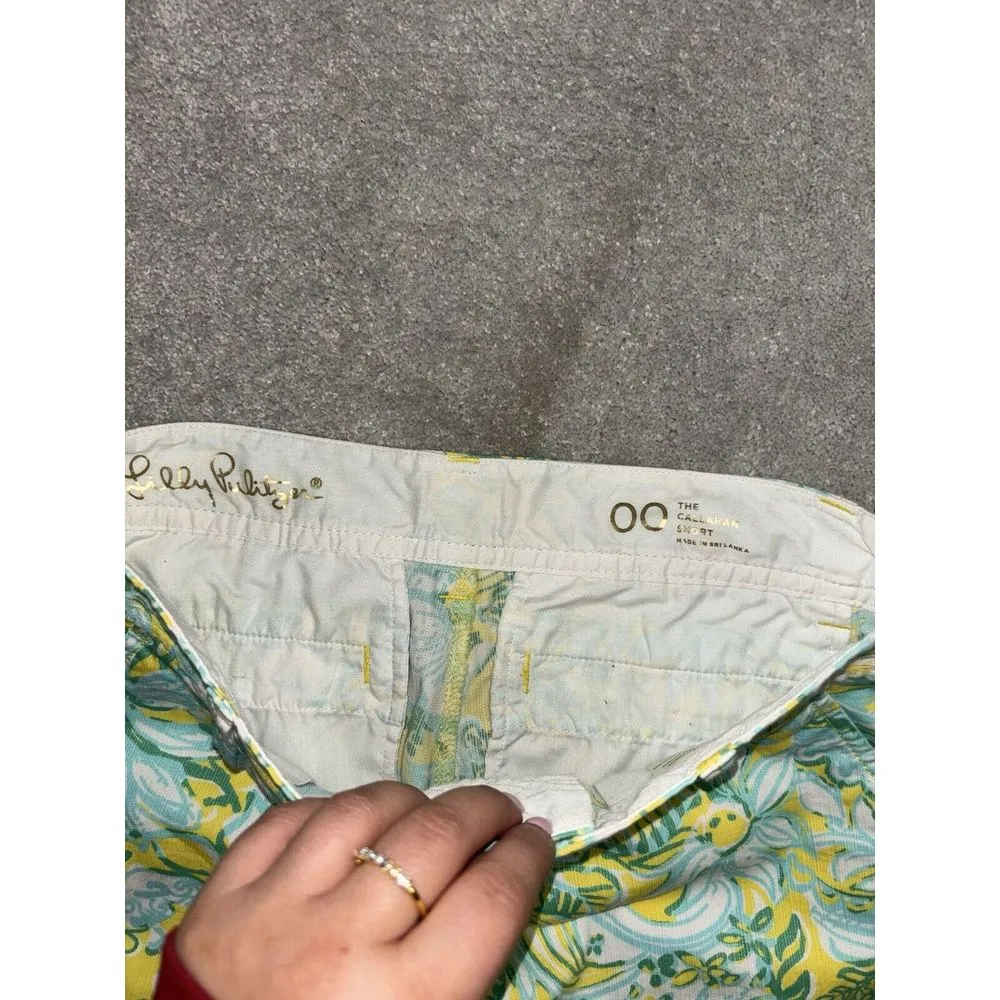 Lilly Pulitzer The Callahan Short Dandelion Yellow‎ Beach Gypsies Sz 00 EUC - Image 2