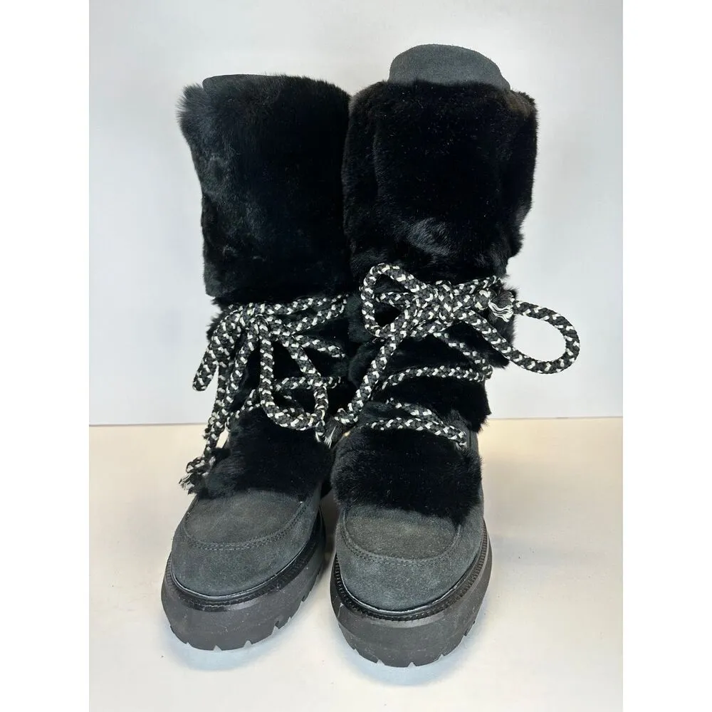 NWOB Montelliana 1965 Women's Size 6 Black Snow Boots Mary Genuine Lamb Fur - Image 5