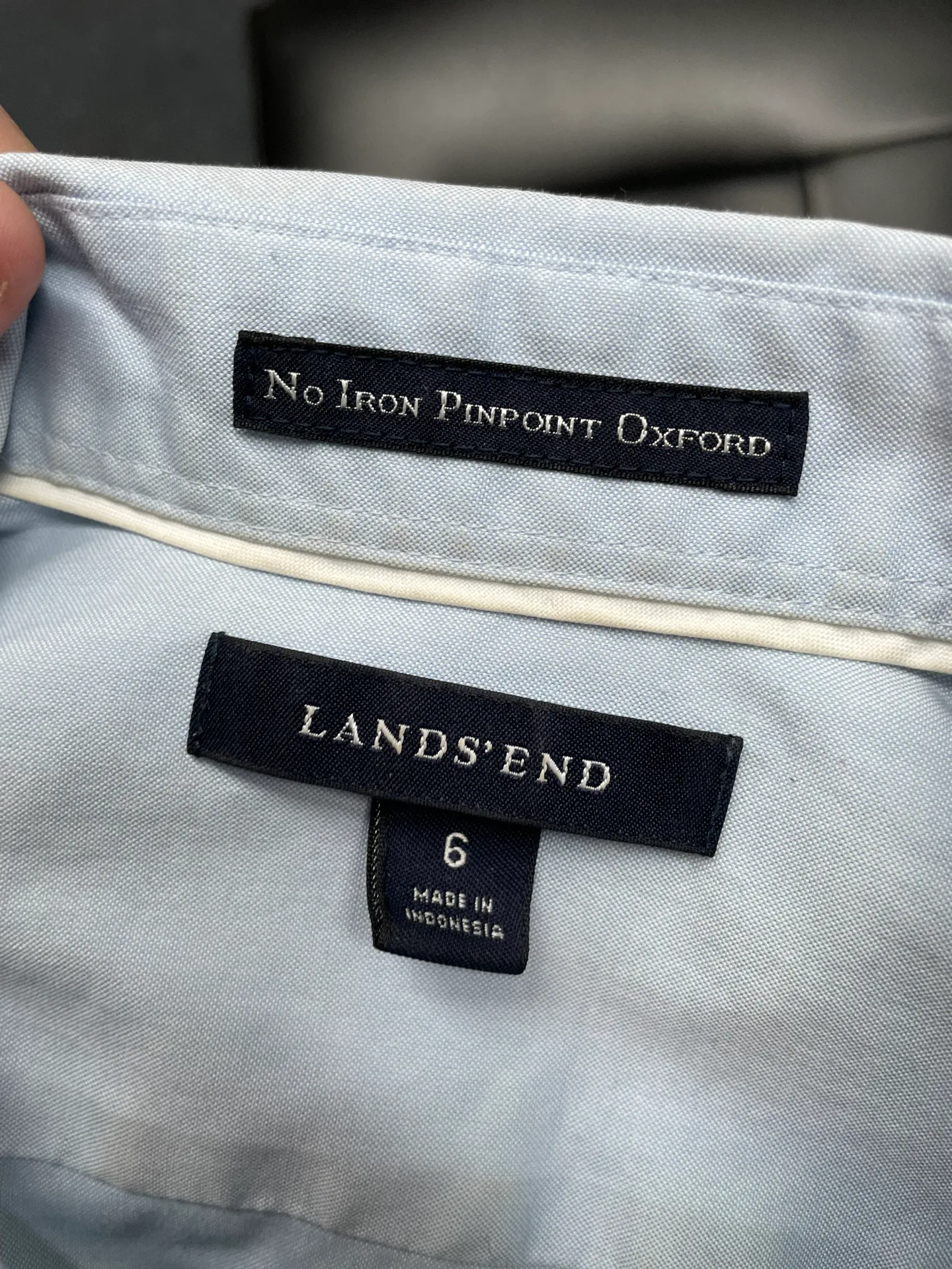 Lands End No Iron Pinpoint Oxford Button Up Shirt Size 6 - Image 3