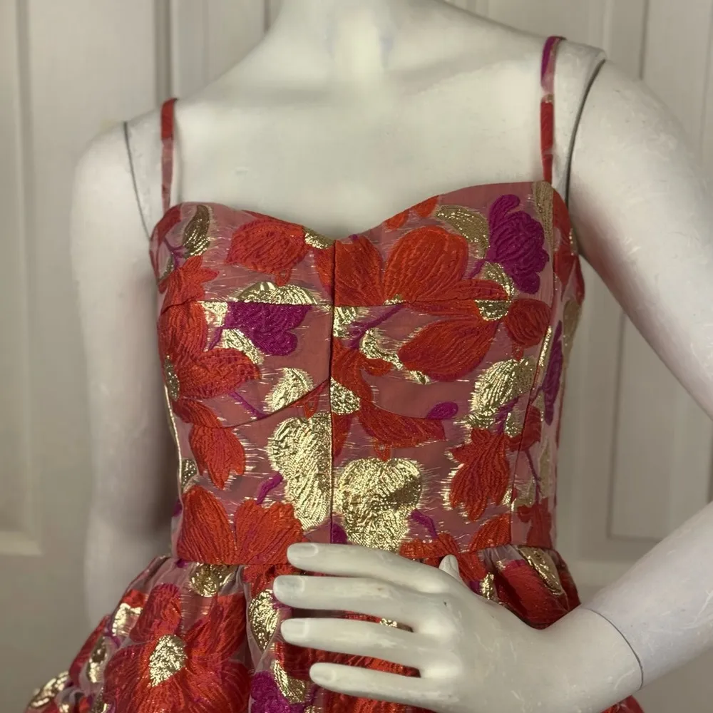 Violet Weekend Floral Jacquard Fit and Flare Dress Size 7/8. C8 Orange - Image 2