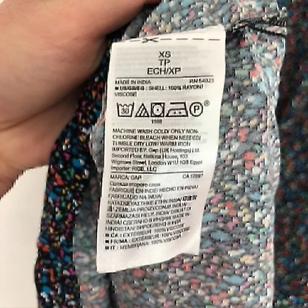 GAP Sleeveless Tie Back Swing Tank Dress Black Rainbow Blue Red Rayon Mini XS - Image 8