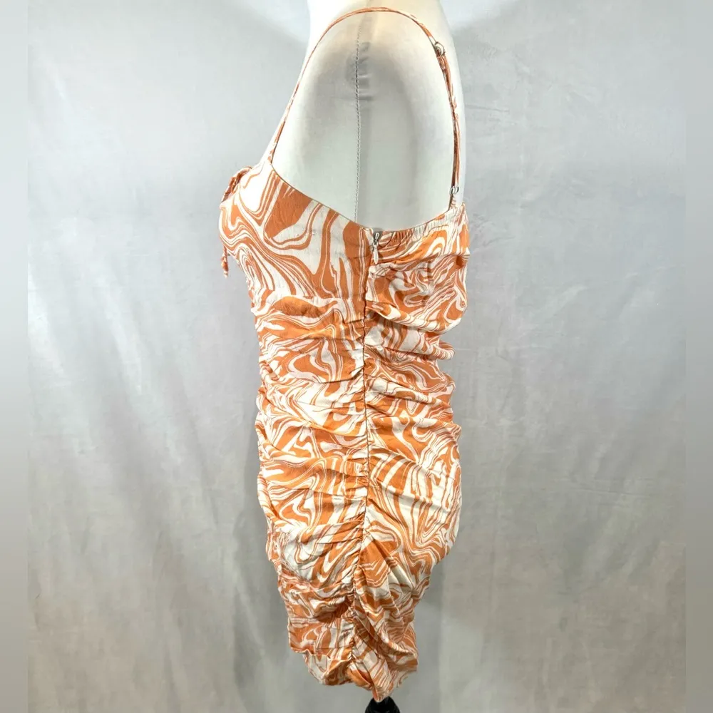 Sky to Moon orange cream ruched bodycon mini dress size large - Image 7