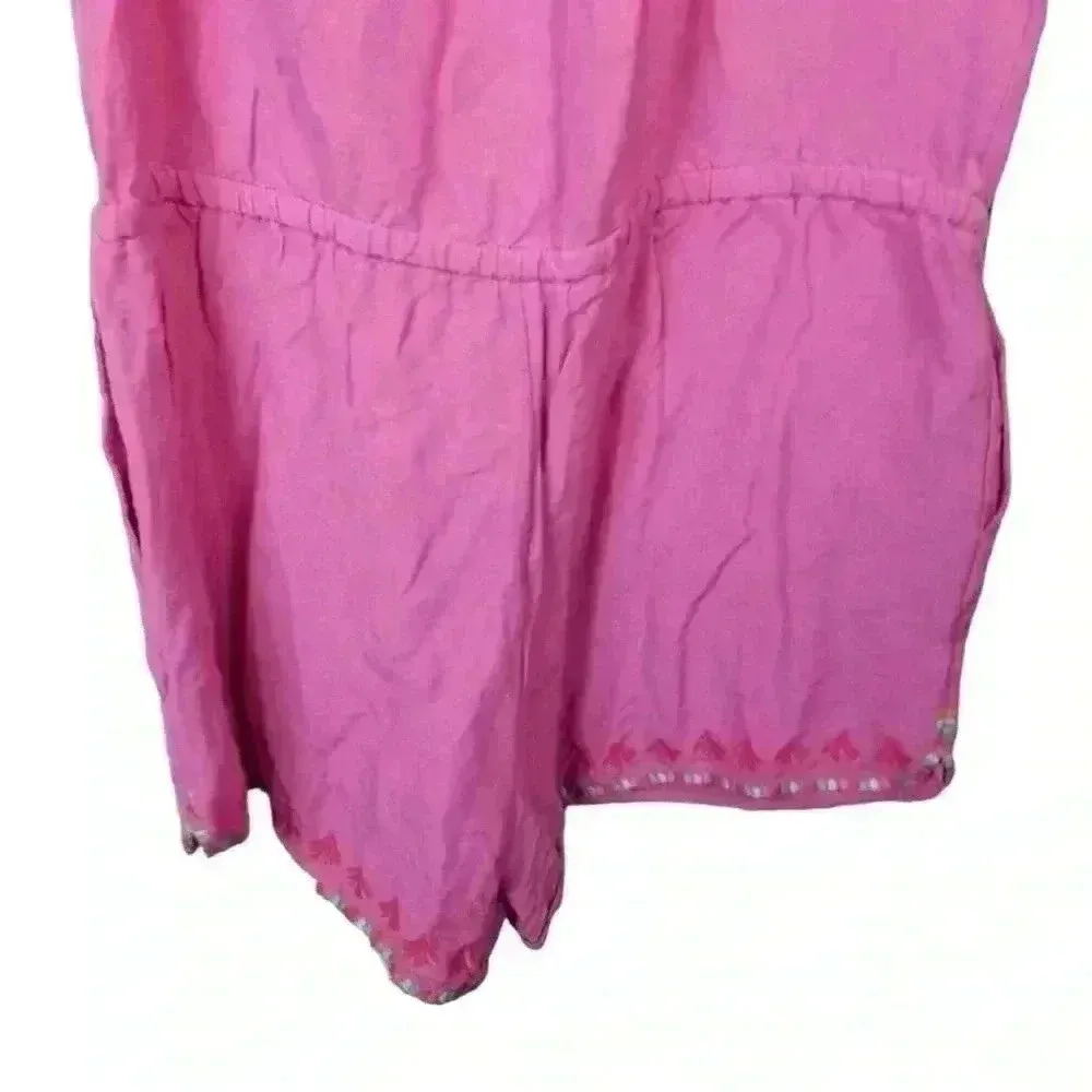 Vineyard Vines Women's Pink Strapless Ruffle Embroidered Romper Medium - Image 6
