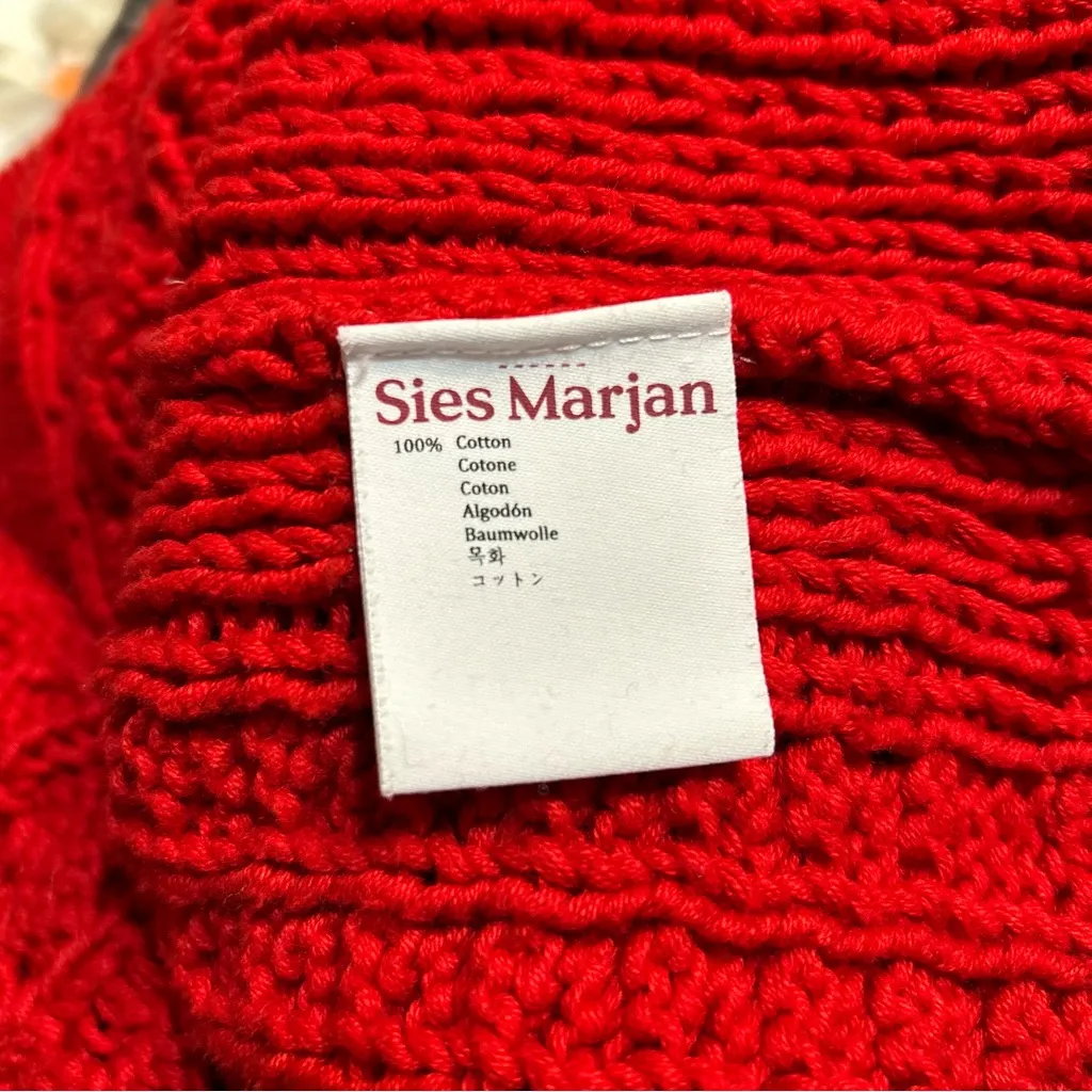 Sies Marjan Britta Cotton Cable Knit Pullover Sweater in Lipstick Red Medium - Image 10