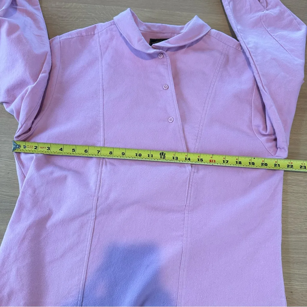 Vintage Eddie Bauer Pink 100% Cotton Asymmetrical Button Up Popover SZ L Fleece - Image 8