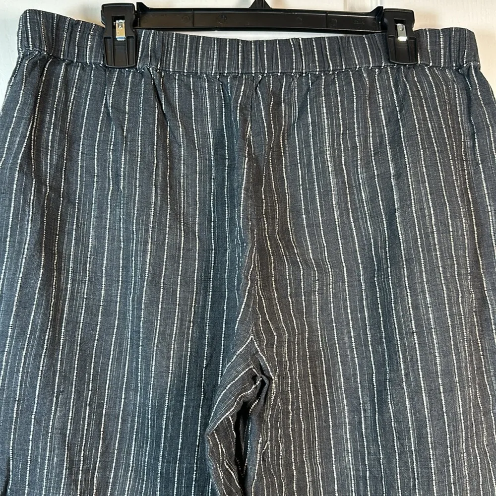 Eileen Fisher Delave Organic Linen Pull On High Rise Stripe Pants Larege Petite - Image 8