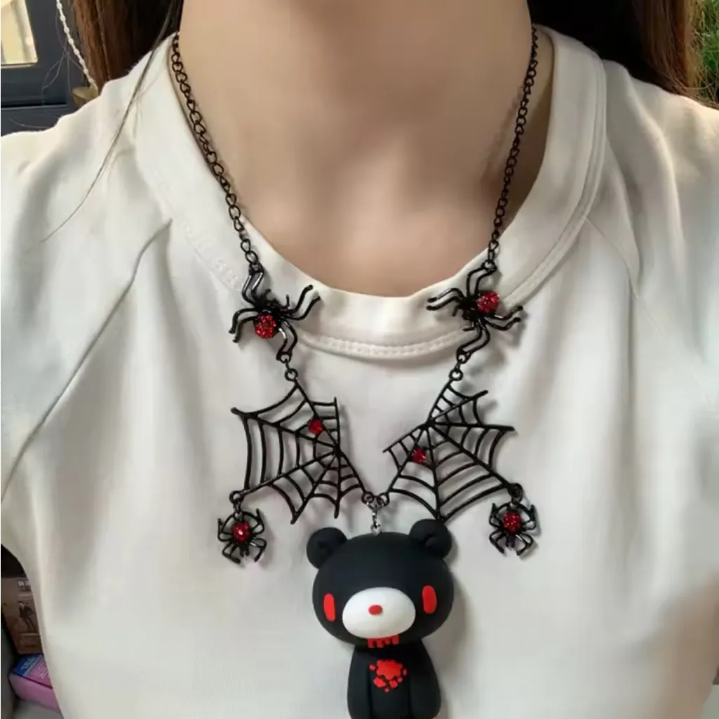 Black and Red Bear Pendant Necklace - Image 3