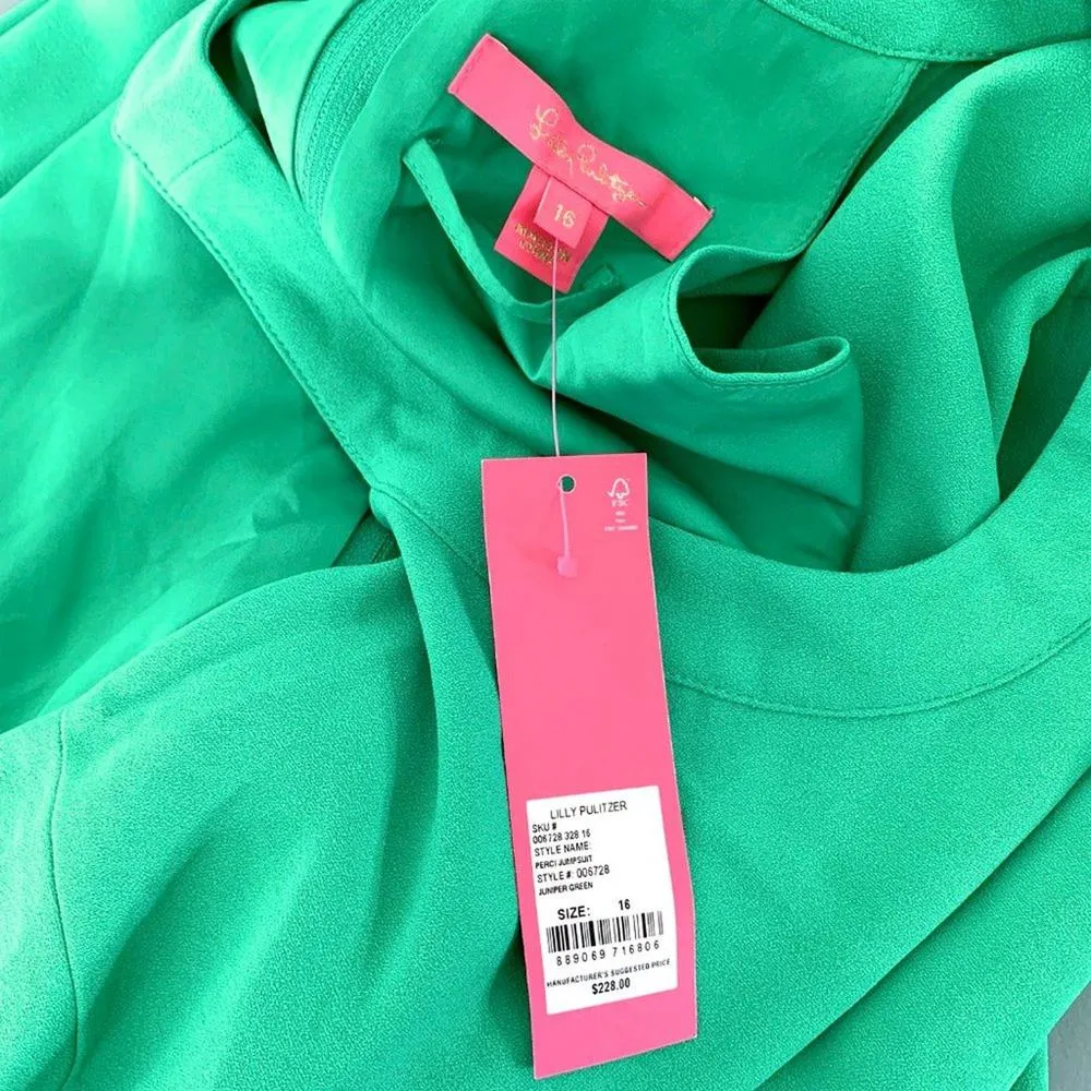 Lilly Pulitzer NEW Perci Sleeveless High Neck Jumpsuit No Belt Juniper Green 16 - Image 6