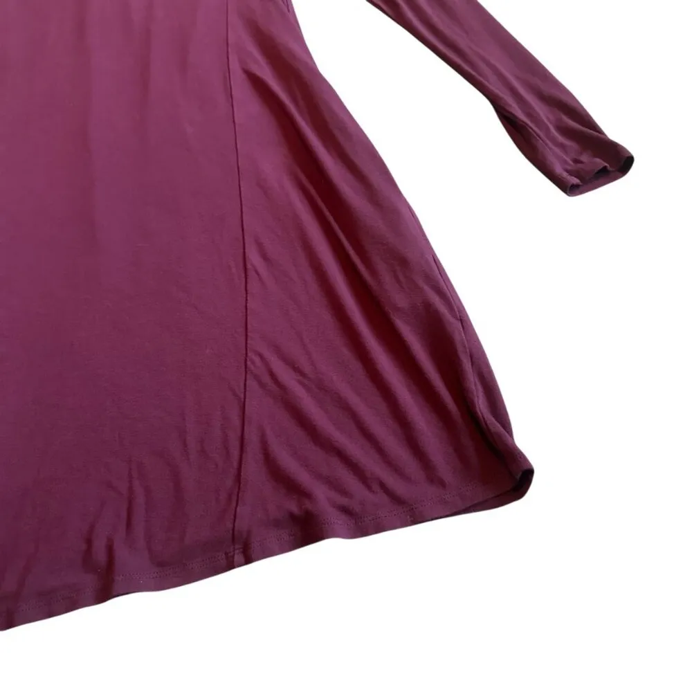 Peruvian Connection Purple Jersey Knit Dress Long Sleeve Flowy Size XS Women's - Image 6