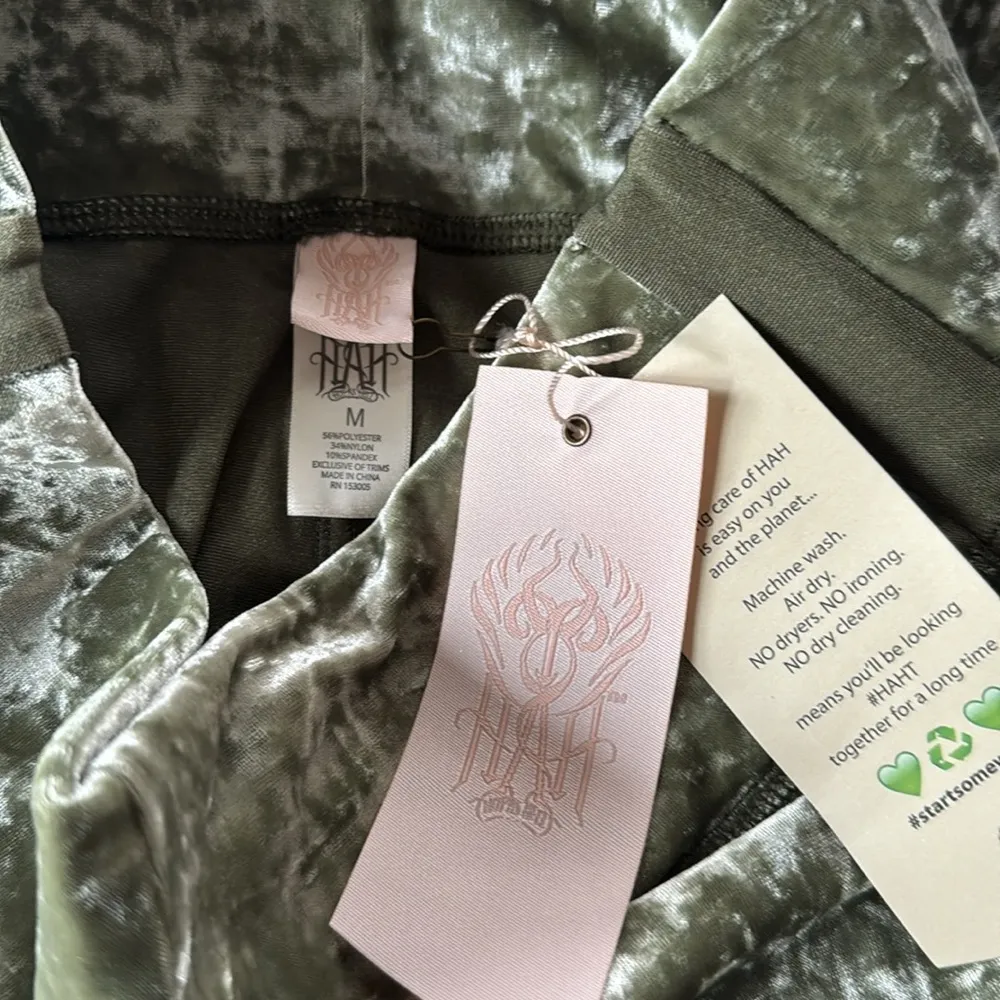 We are HAH Sage My Name Velvet Stirrup Pants Leggings Women Size M - Image 3