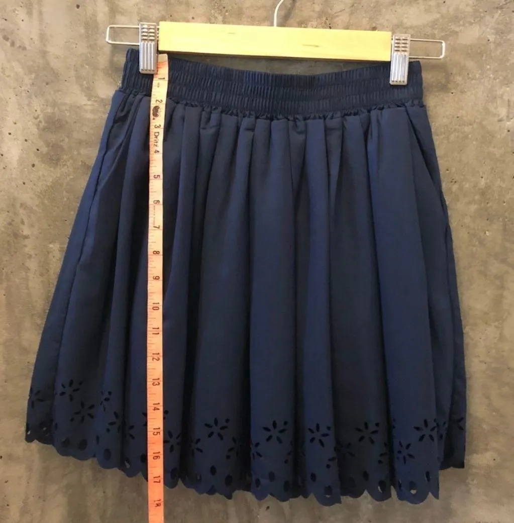 Look Me Love Me | Navy Blue Skater Mini Skirt - Image 3