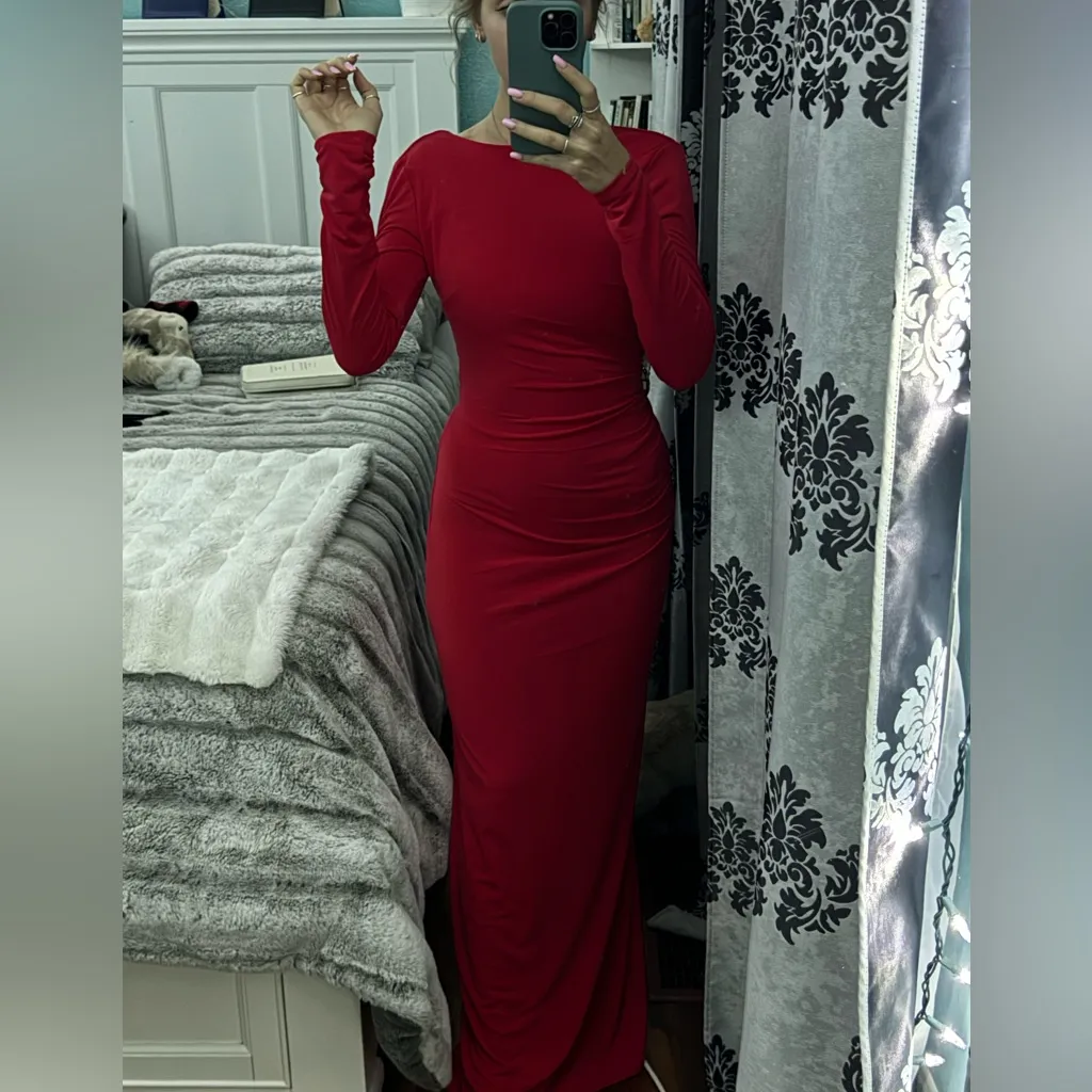 VENUS Long Sleeve Red Dress - Image 3