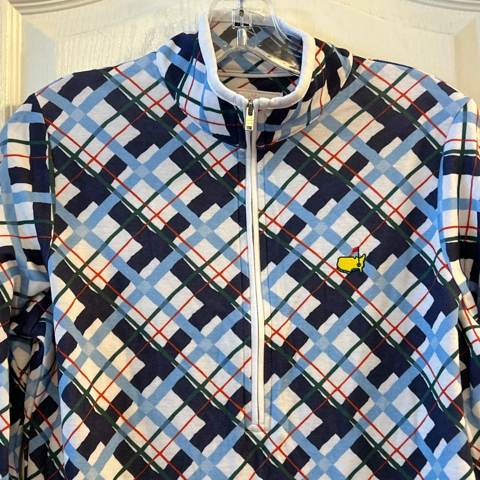 Peter Millar Masters Golf Quarter Zip Pullover Athletic Shirt Medium Plaid - Image 8
