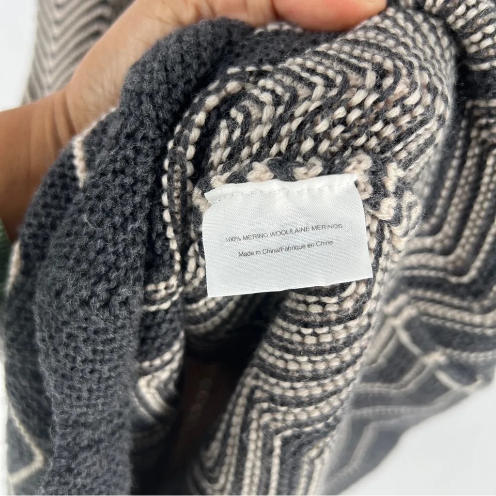 Tory Burch Kent Chevron Knit Merino Wool Black & Cream Chevron Midi Dress Size M - Image 7