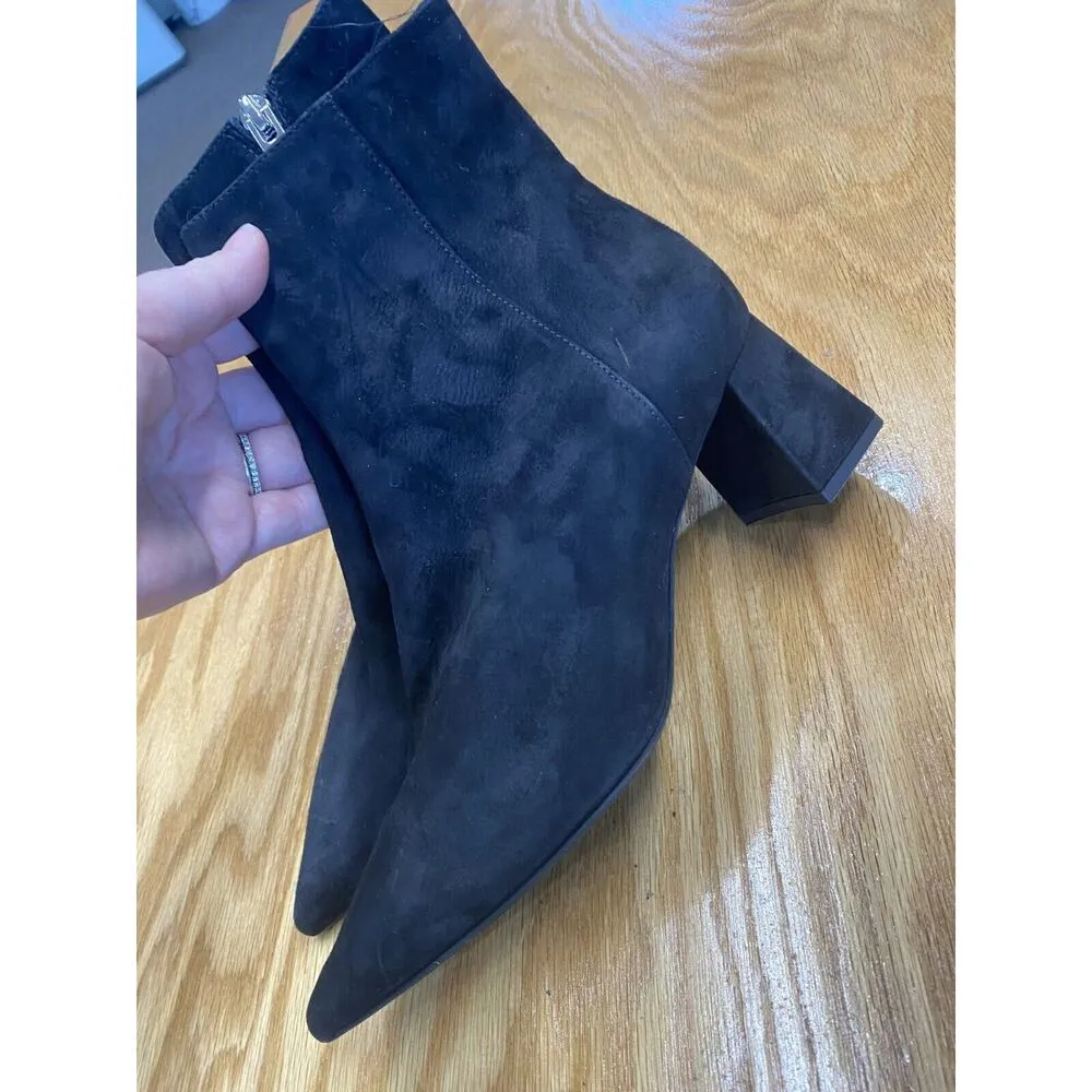 AGL Ankle Boots Women's 6.5 Black Suede Side Zip Preppy Pointed Toe Bootie S65 - Image 3