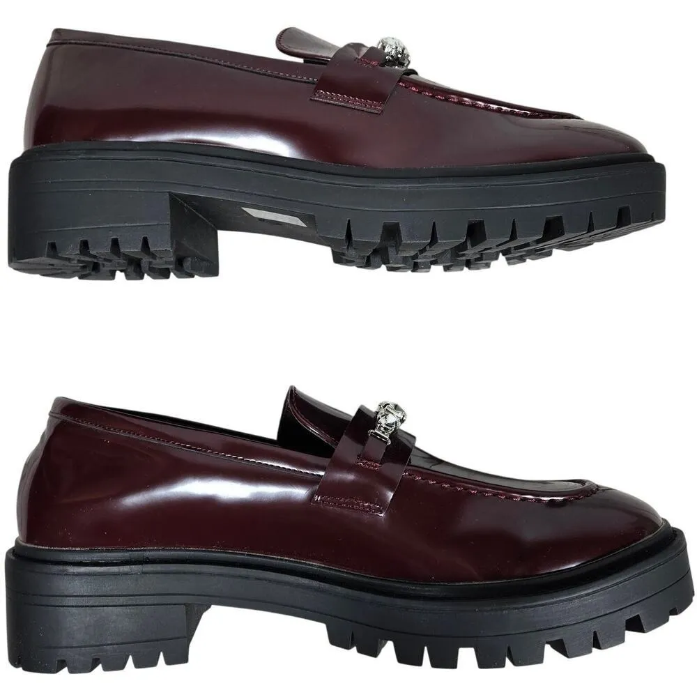 C.‎ Paravano Women Chunky Loafers Platform Loafers Lug Sole Dark Red 41 NIB Size 10 - Image 5