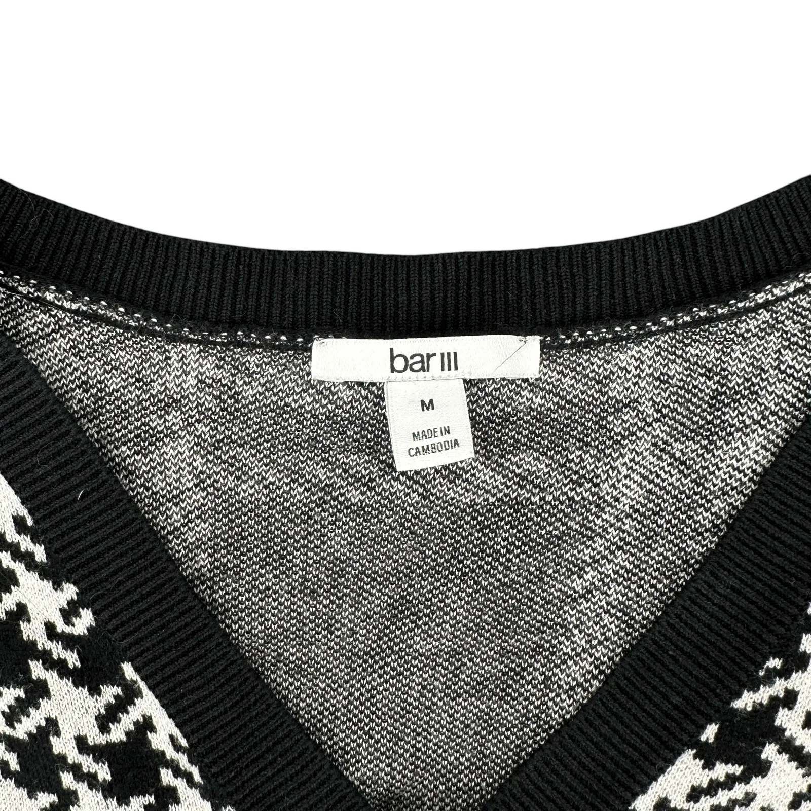 Bar III Cropped Black White Plaid Knit Sweater Casual Preppy M Dark Academia - Image 5